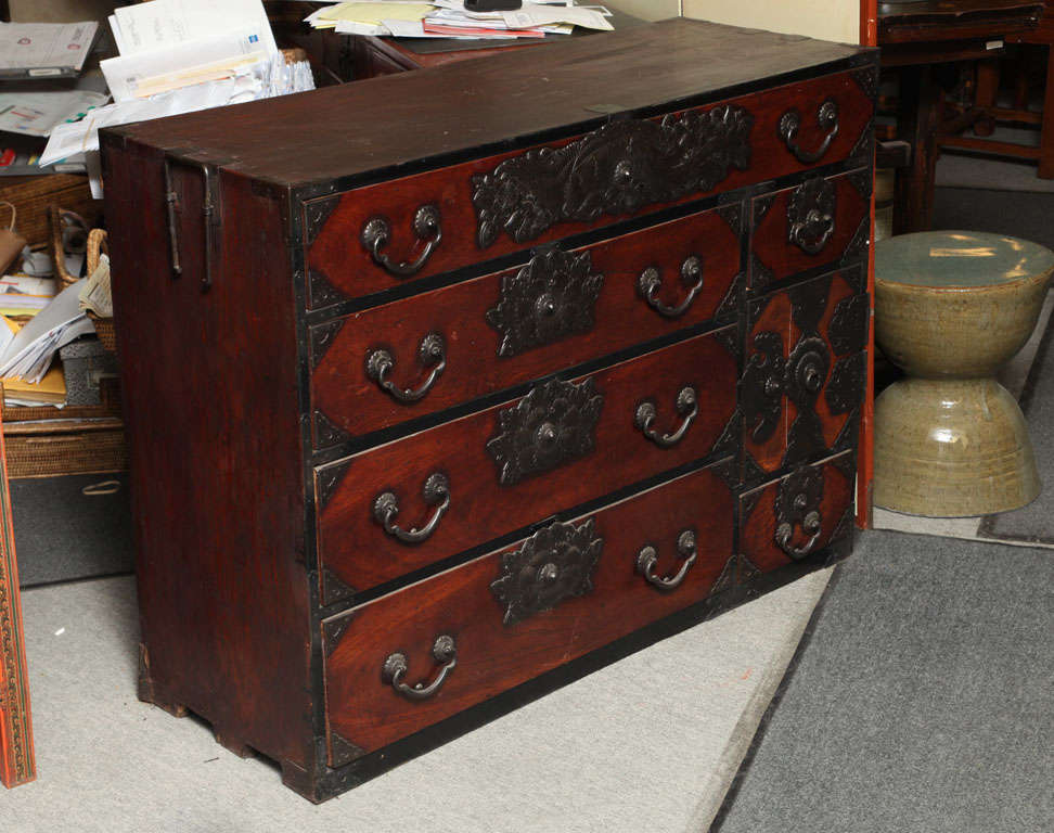 Excellent Japanese Tansu with fine hand-forged iron hardware. Sendai Prefecture, circa 1880.