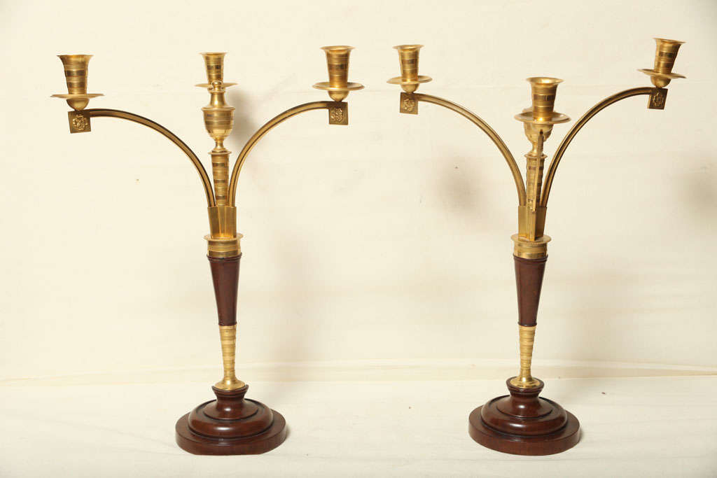 Pair of Unusual Baltic or Russian Wood Candelabras