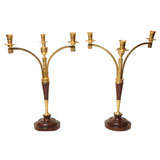 Pair of Unusual Baltic or Russian Wood Candelabras