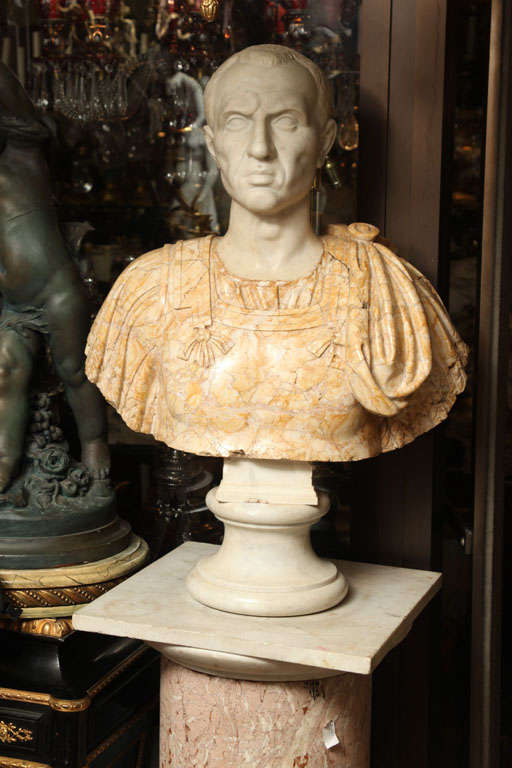 Finely Carved Italian Marble Bust of a Roman General In Good Condition In New York, NY