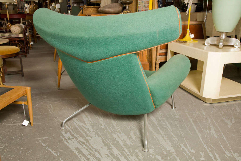 Hans Wegner Ox Chair and Ottoman In Fair Condition For Sale In Los Angeles, CA