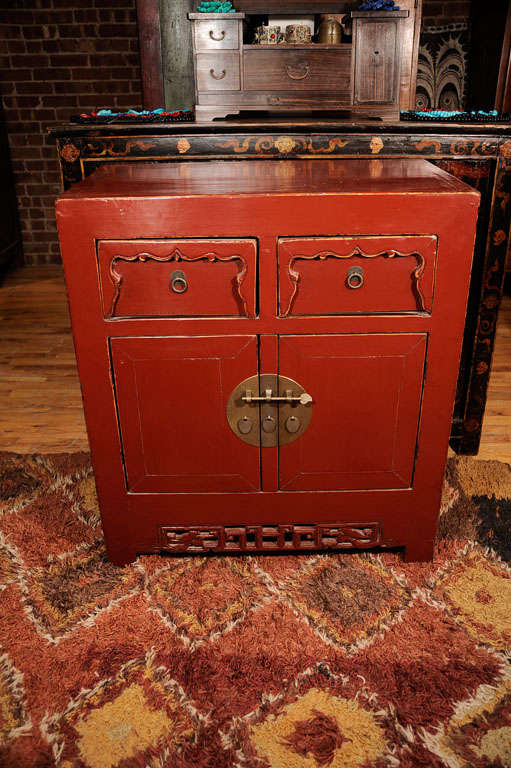 Red Painted Side Cabinet