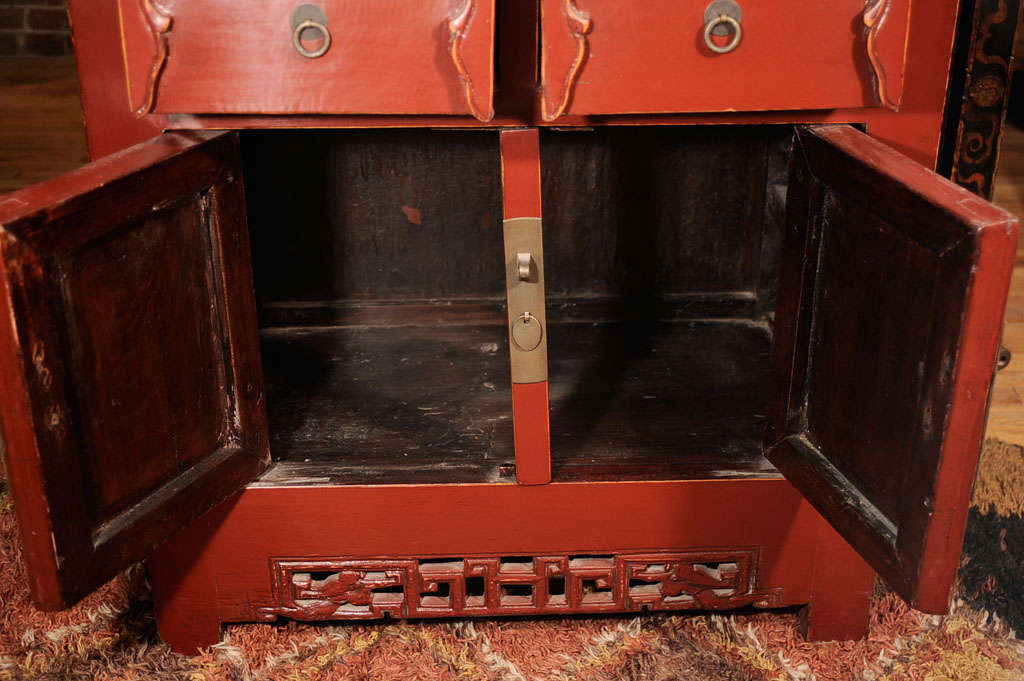 19th Century Red Painted Side Cabinet For Sale