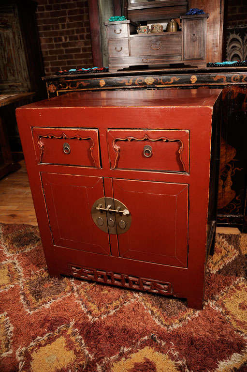 Red Painted Side Cabinet For Sale 2