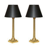 Pair of Brass Column Lamps