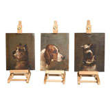 Painting of Setter, Terrier and Bull Terrier by Jules Chardigny