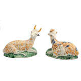 Rare Pair Of English Pearlware Stag And Doe Figures