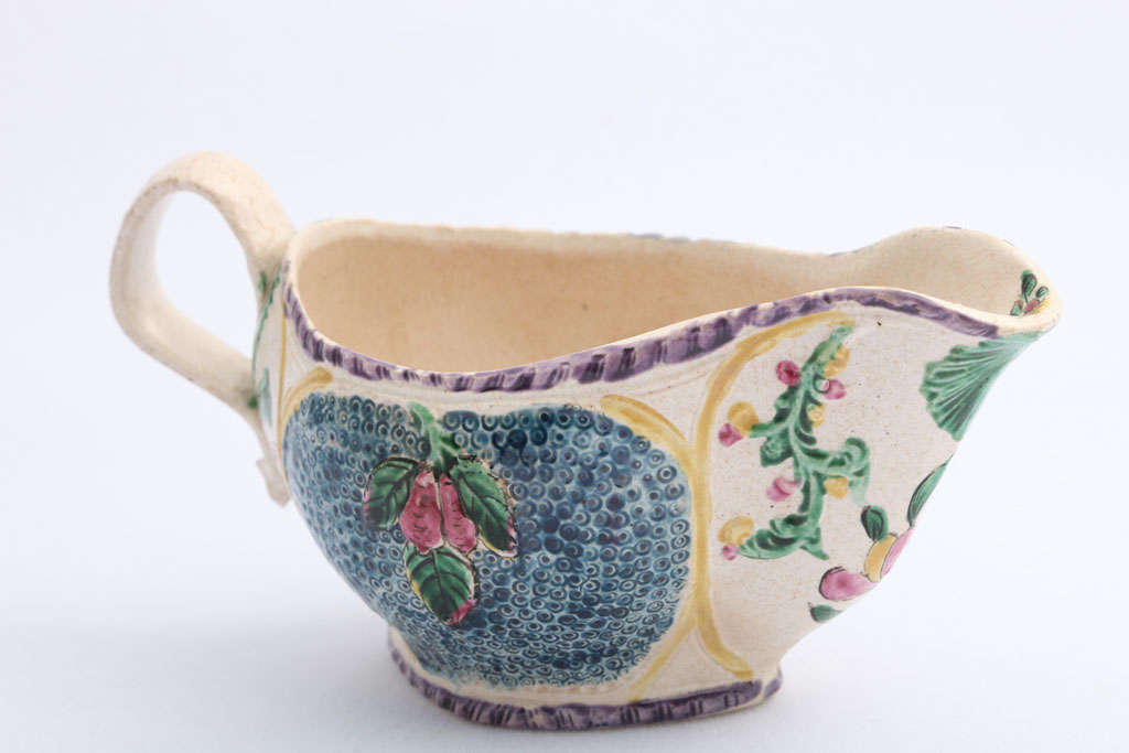 18th Century and Earlier English Saltglazed Stoneware Sauceboat For Sale