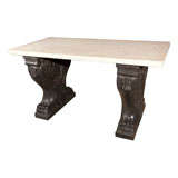 EMPIRE STYLE BLACK MARBLE TABLE BASES WITH WHITE MARBLE TOP