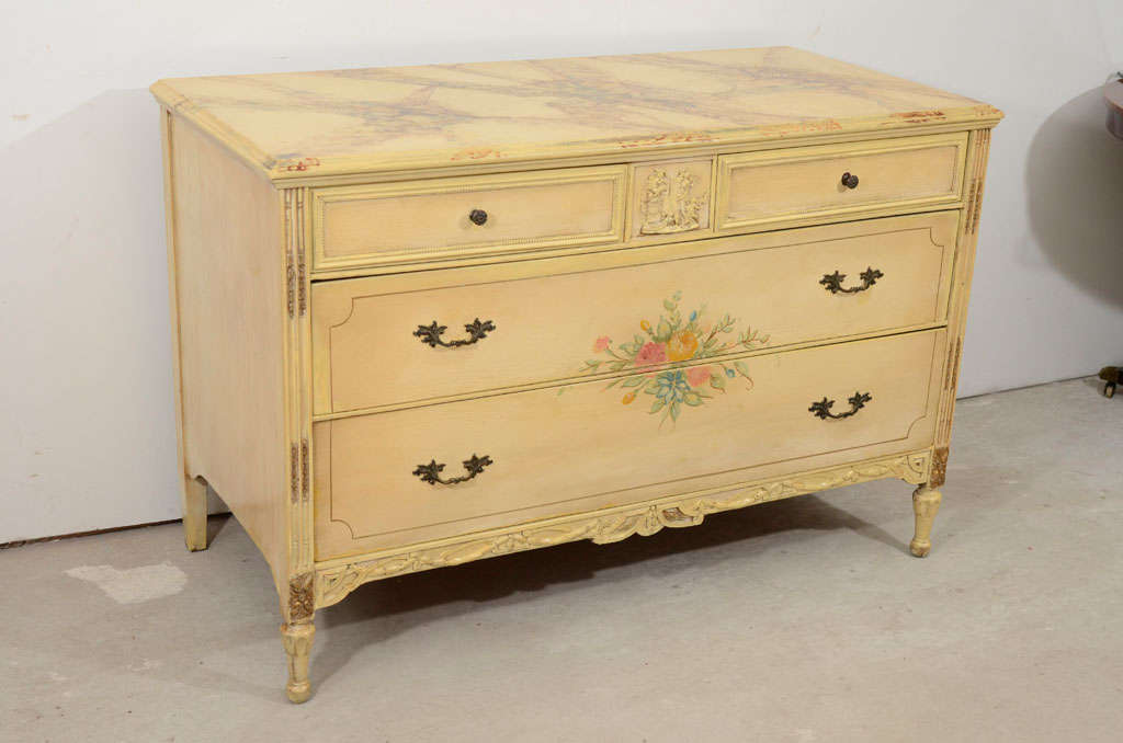 Italian Painted Floral Commode