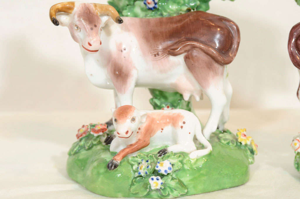 18th Century and Earlier A Pair of Derby Porcelain Cows with Their Calves