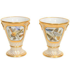 A Pair of Barr Flight Barr Worcester Vases with Feathers