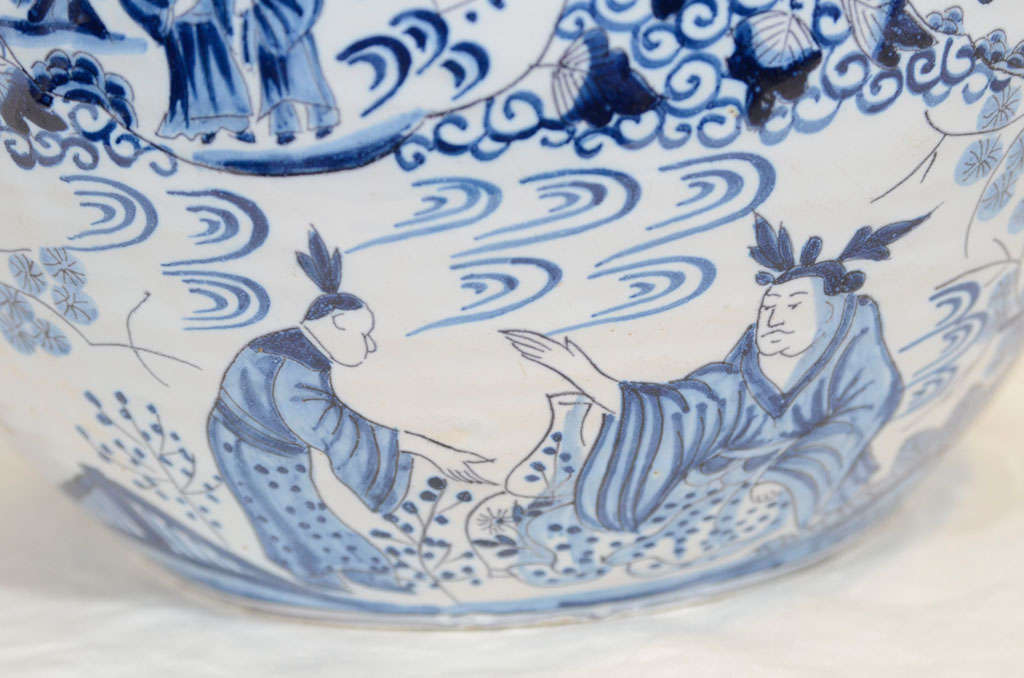 18th Century and Earlier A Large Blue and White Dutch Delft Jug