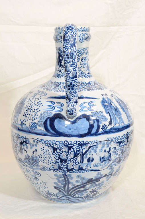 A Large Blue and White Dutch Delft Jug 1