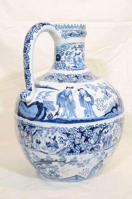 A Large Blue and White Dutch Delft Jug 2