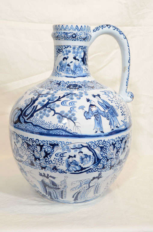 A Large Blue and White Dutch Delft Jug 3