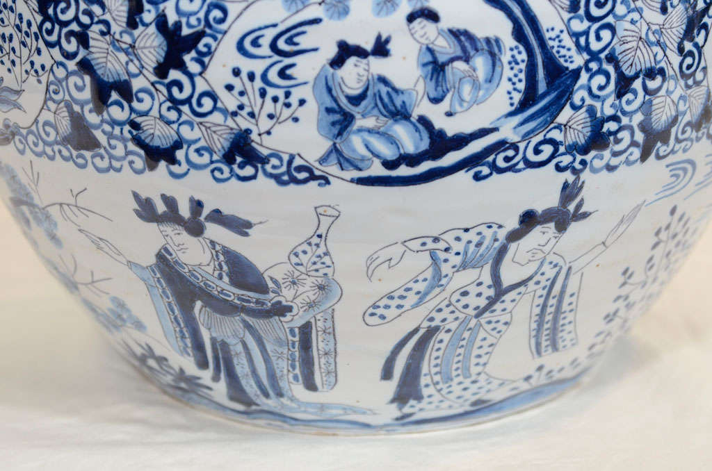 A Large Blue and White Dutch Delft Jug 4