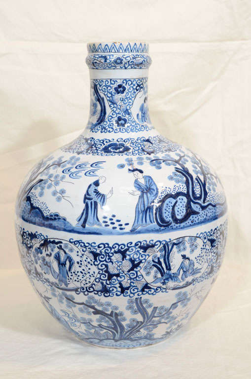 A Large Blue and White Dutch Delft Jug 5