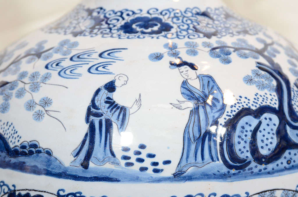 A Large Blue and White Dutch Delft Jug 6