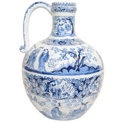 Gran jarra holandesa de Delft azul y blanca