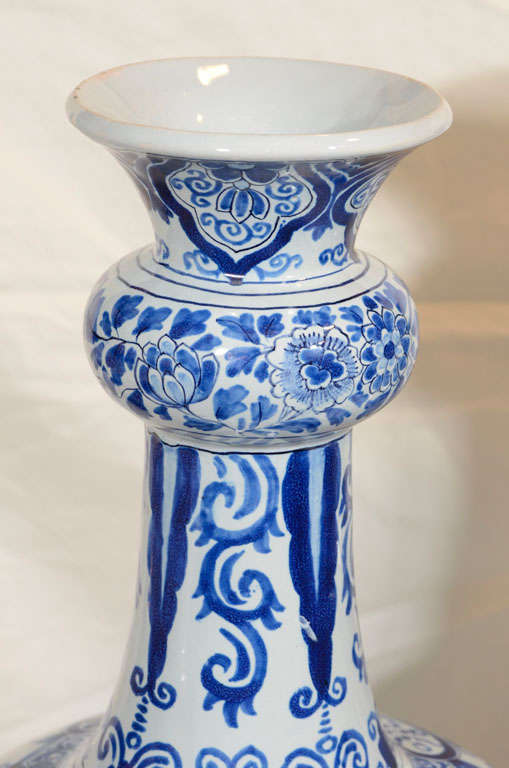 A Pair of Large Blue & White Dutch Delft Vases 1