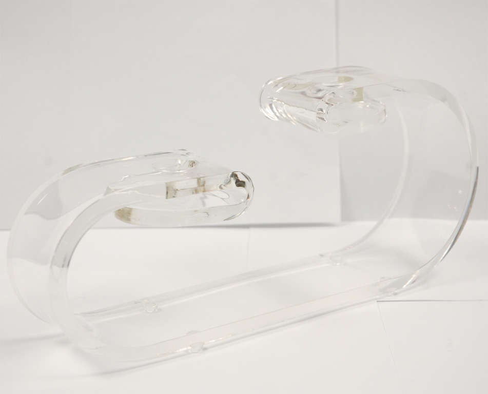 Pair of two-lite contemporary Lucite candleholders designed by Dorothy Thorpe.