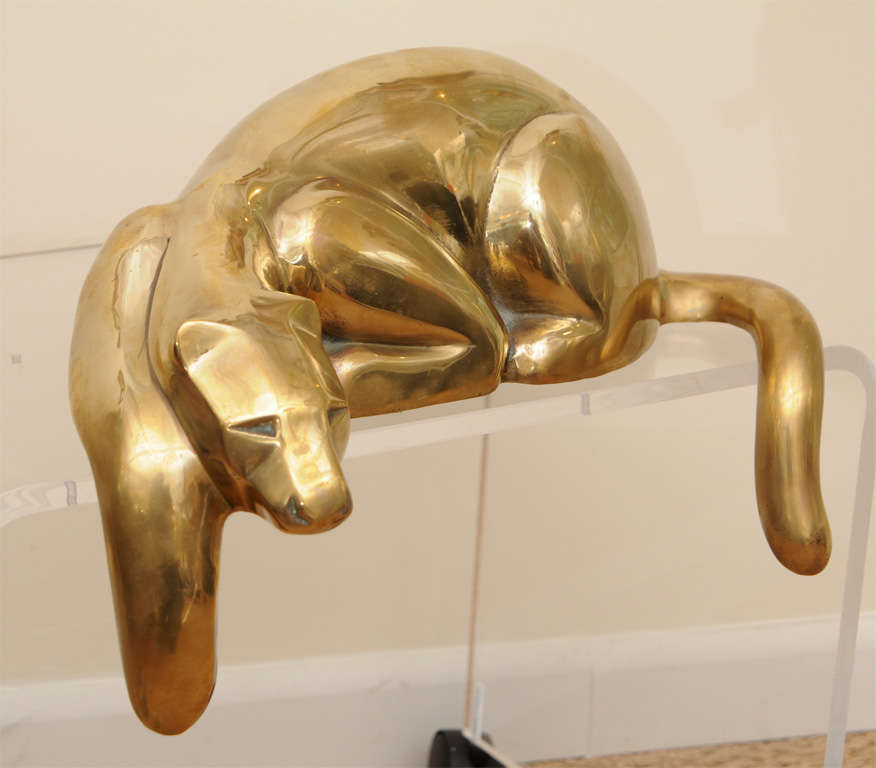 Art Deco Brass Panther In Excellent Condition In Miami, FL