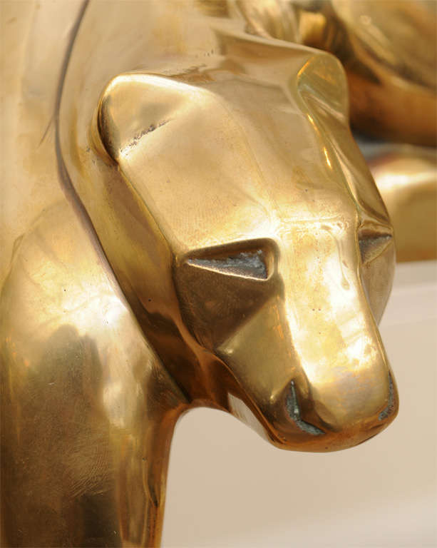 Bronze Art Deco Brass Panther
