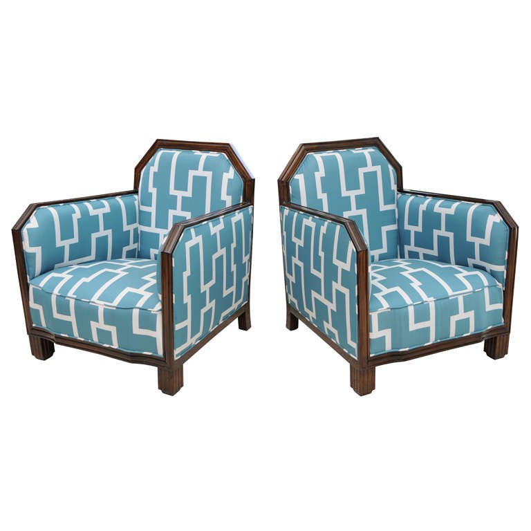 Fine Pair of Rosewood Art Deco Club Chairs, France, Paul Follot For Sale