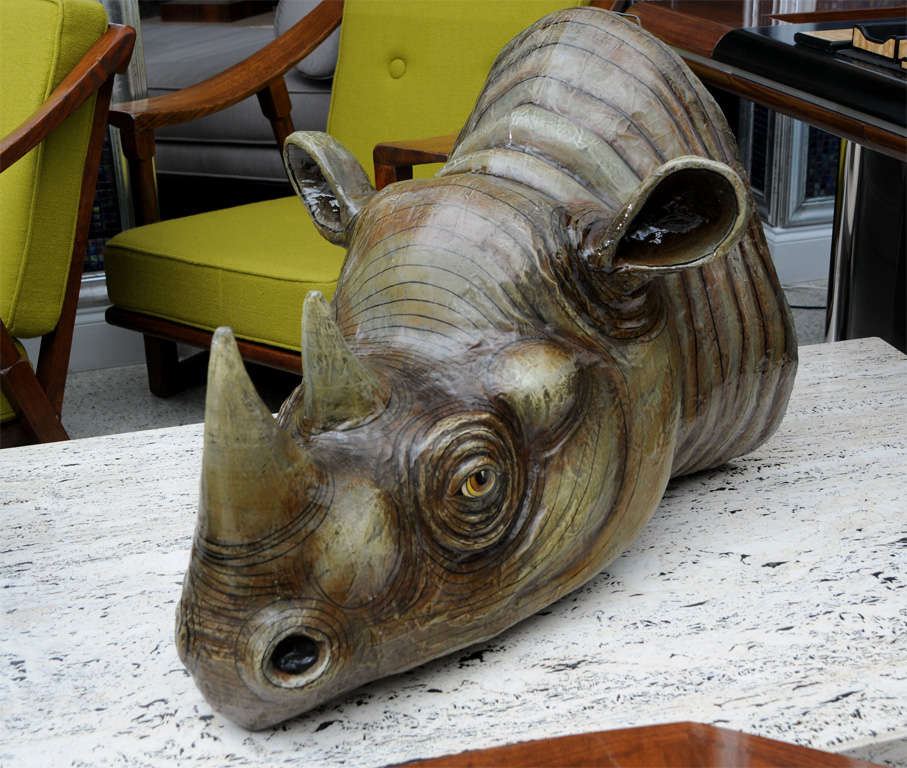 Sergio Bustamante Wall Hung Rhino Head For Sale at 1stDibs sergio