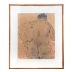 Striking Academic Male Nude Pencil on Paper Framed