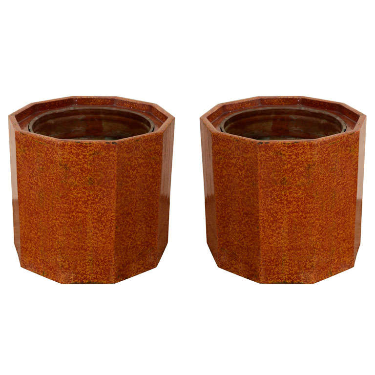 Pair of Japanese Meiji Lacquered Hibachi