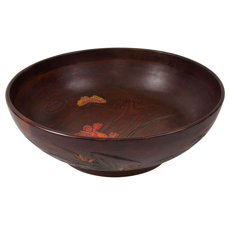 Japanese Lacquer and Carved Minge Bowl
