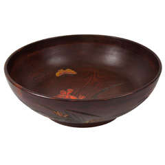 Japanese Lacquer and Carved Minge Bowl