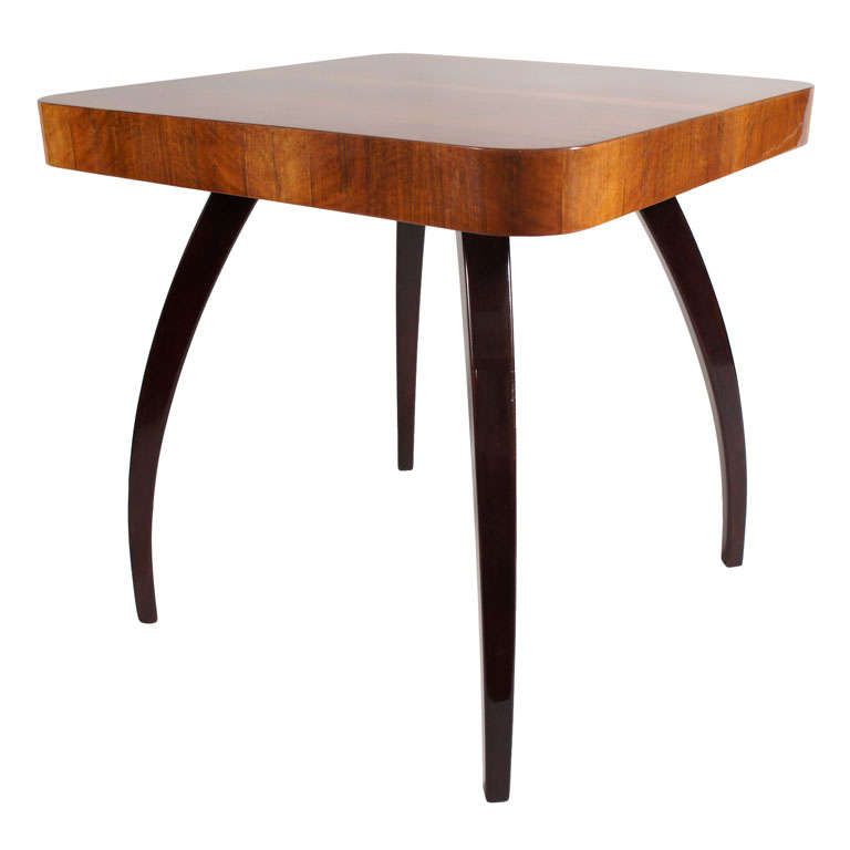 Art Deco Square Walnut Table For Sale