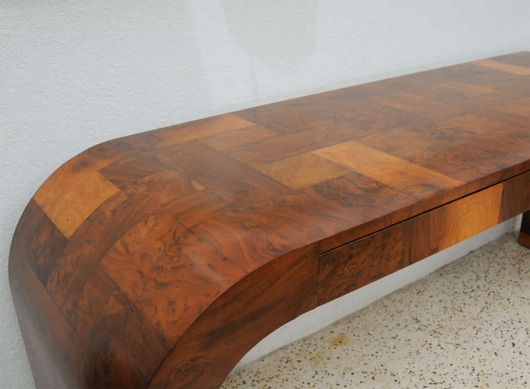 Olive Burl Patchwork Desk/Console by Paul Evans 2