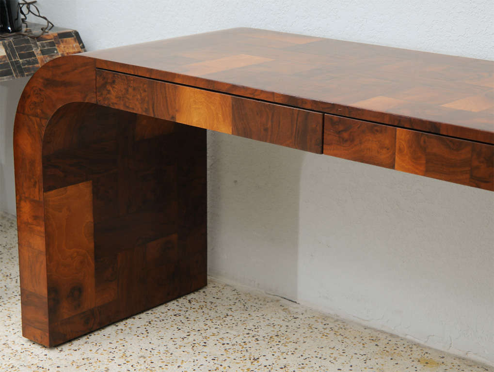 Olive Burl Patchwork Desk/Console by Paul Evans 3