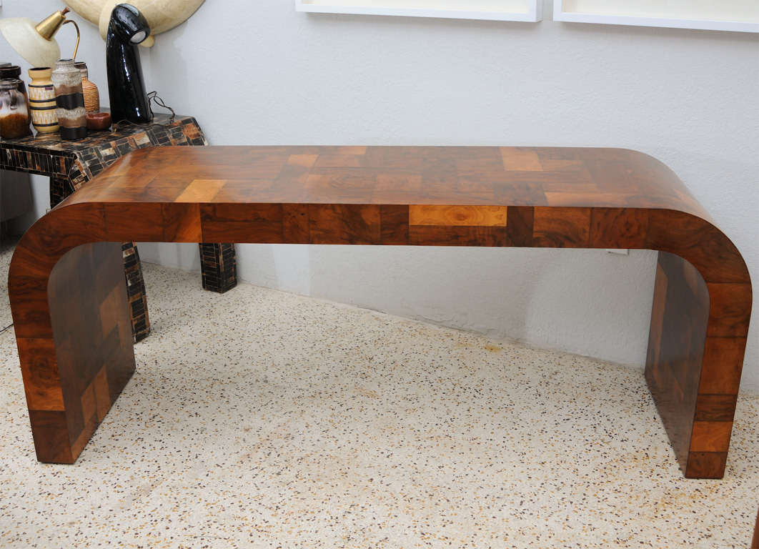 Olive Burl Patchwork Desk/Console by Paul Evans 4