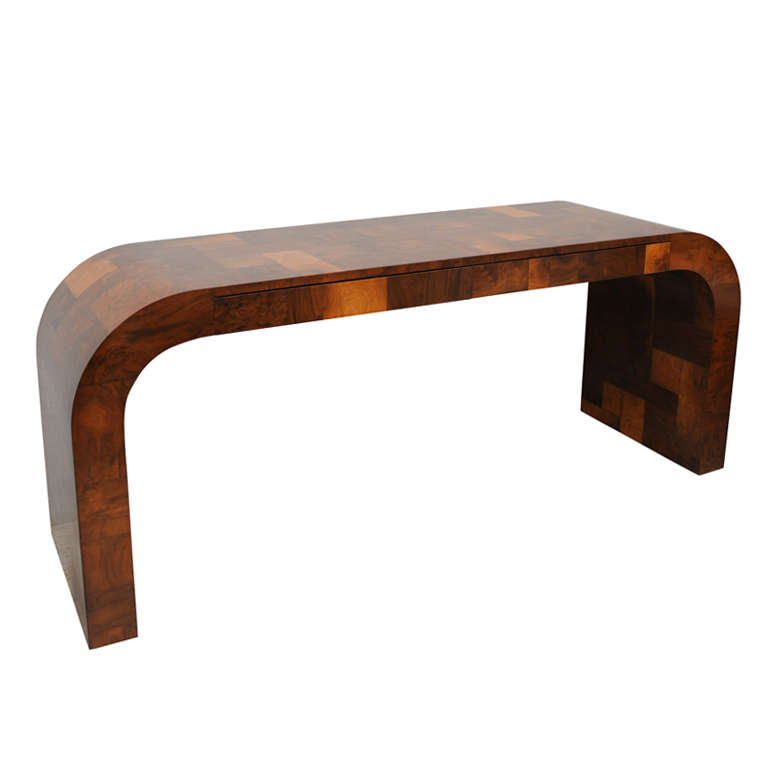 Olive Burl Patchwork Desk/Console by Paul Evans