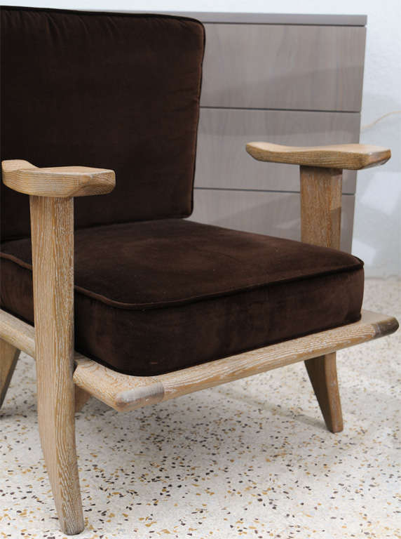 Pair of Cerused Oak Armchairs by Guillerme Et Chambron 5