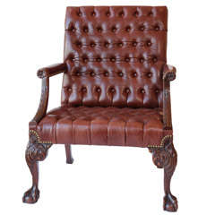 19th c English Regency mahogany leather Gainsborough