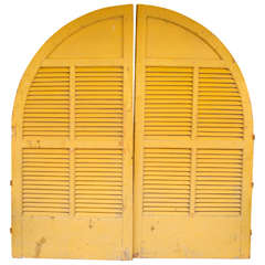 Pair of Antique Wooden Yellow Painted Doors