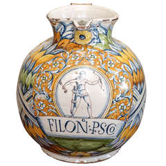 Large Spherical Majolica Pitcher