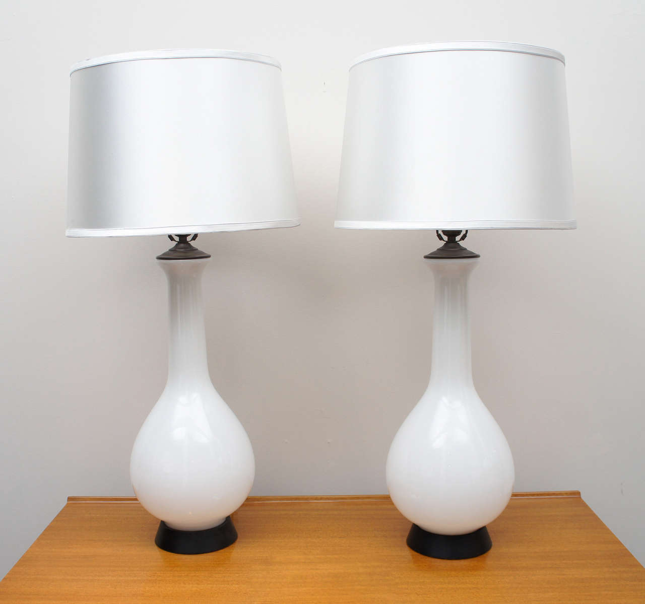 Pair of Mid Century Glass Table Lamps