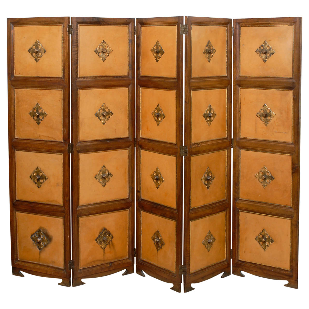 Vintage French Five Panel Folding Screen, Circa 1940 For Sale