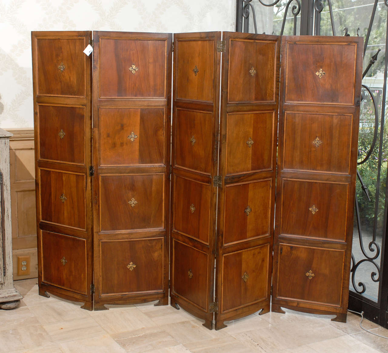 Vintage French Five Panel Folding Screen, Circa 1940 For Sale 2
