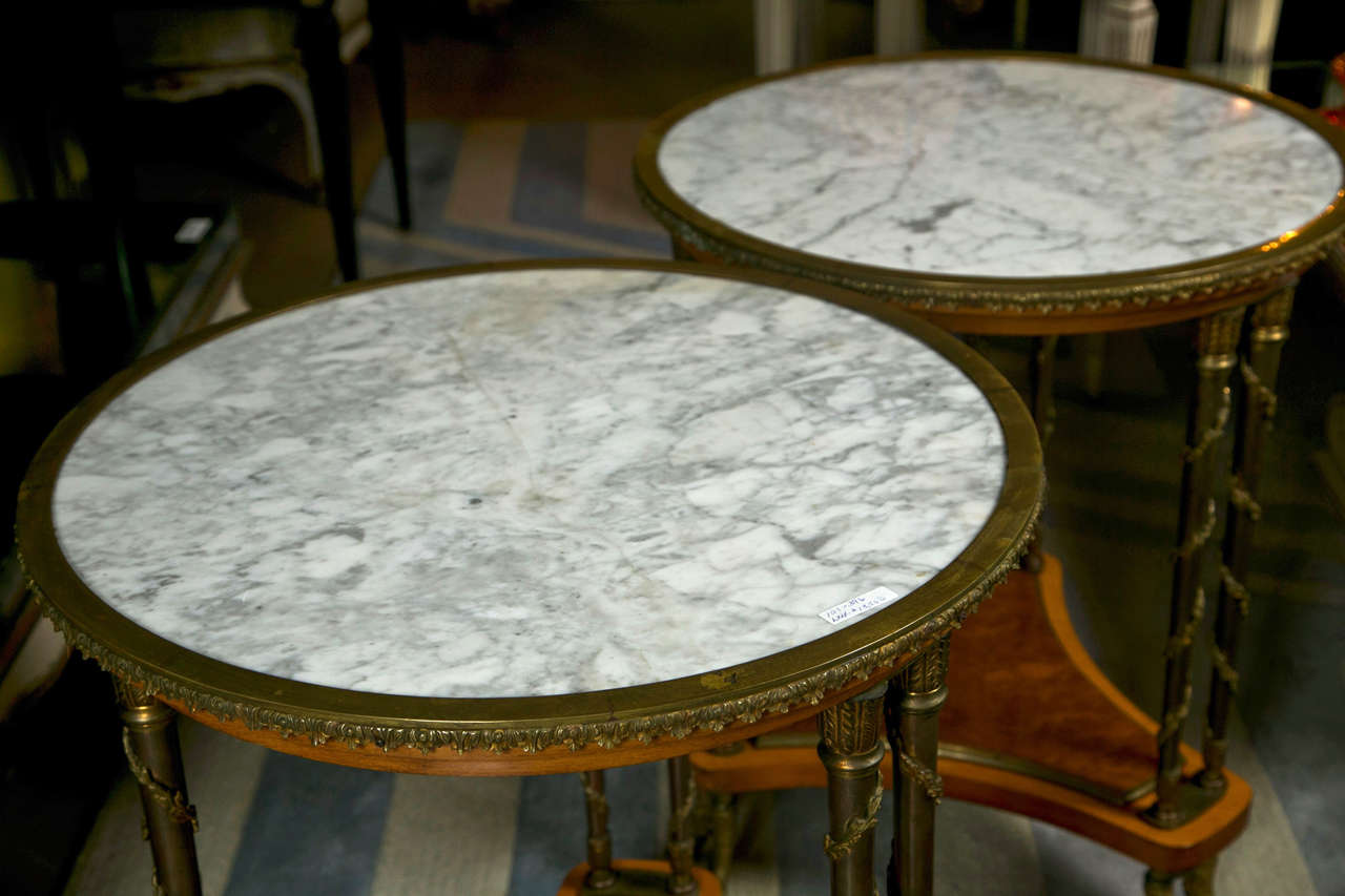 Pair of Exceptional French Empire Style Side Tables