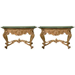 Pair of French Baroque Style Consoles by Jansen