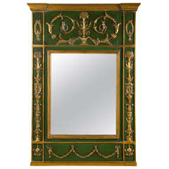 Neoclassical Style Green Painted Mirror by Maison Jansen