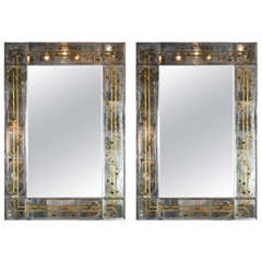 Pair of Magnificent Verre Eglomise Mirrors attrib Jansen